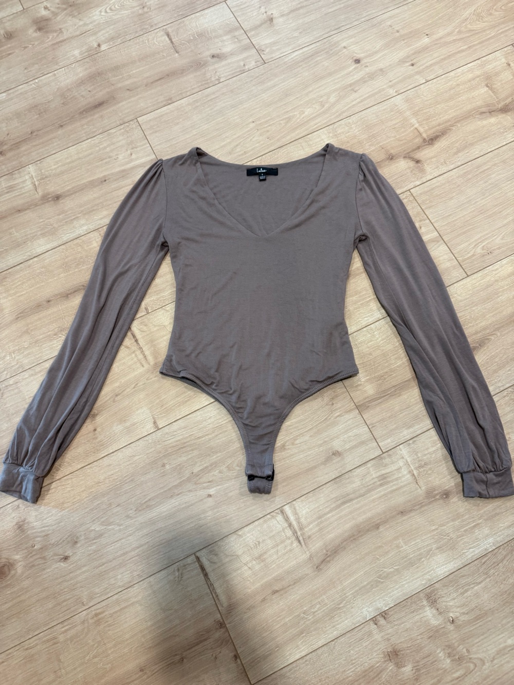 Lulu's Mauve-Taupe Long Sleeve V-Neck Bodysuit